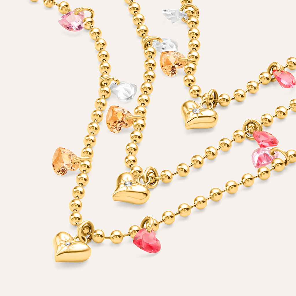 Collana Radiance Acciaio Dorato Cristallo
