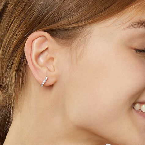 Orecchini Lobo Bon Ton Oro Bianco Cubic Zirconia - Orecchini a Lobo Donna | Stroili
