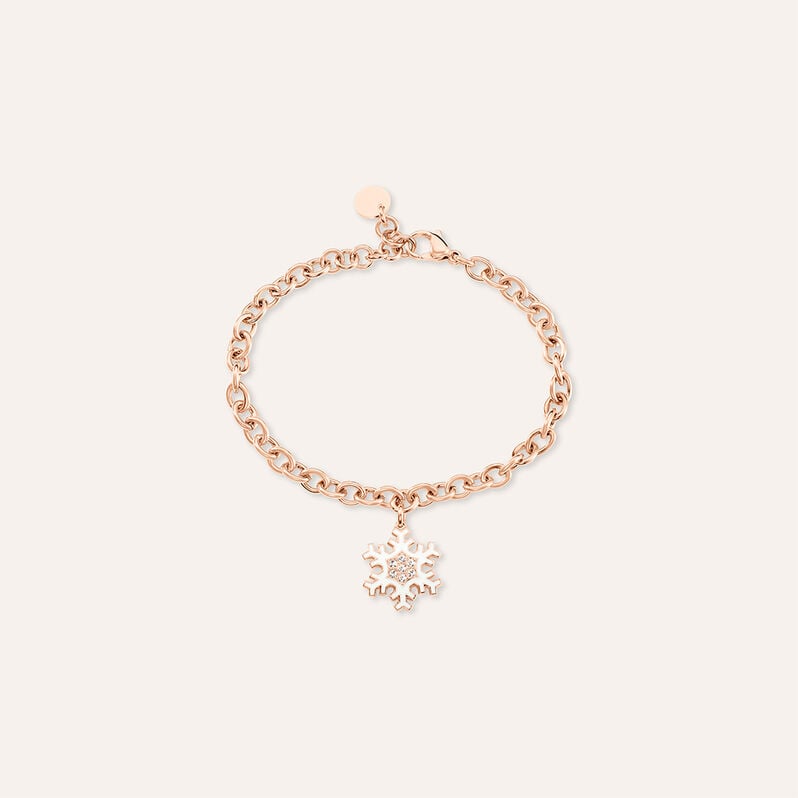 Bracciale Lady Sweet Acciaio Rosato Fiocco di neve e Cristalli - Bracciali Donna | Stroili