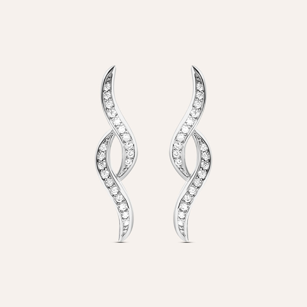 Orecchini Lobo Silver Shine Argento Rodiato Cubic Zirconia