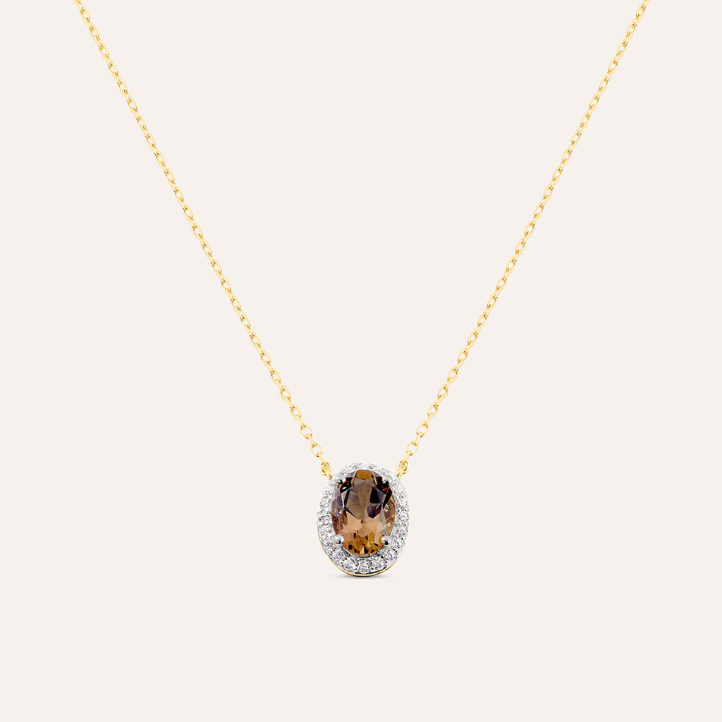 Collana Am&eacute;lie Oro Giallo Quarzo Cubic Zirconia