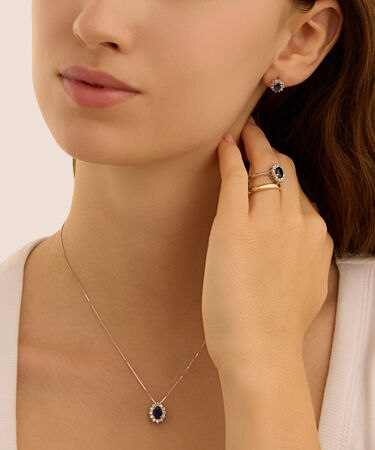 Collana Charlotte Oro Bianco Zaffiro Diamante
