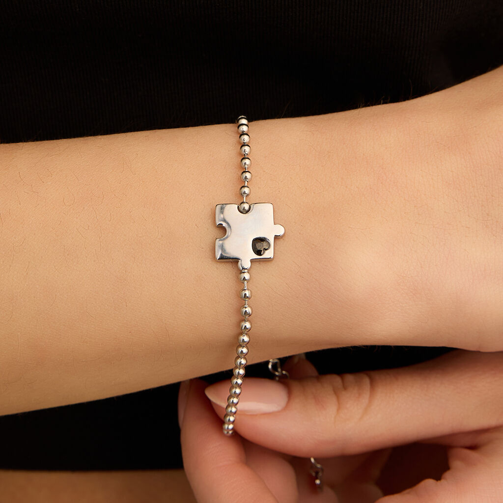 Bracciale Lady Chic Acciaio Bicolore Bianco / Rosa Cristallo - Bracciali con Incisione Unisex | Stroili