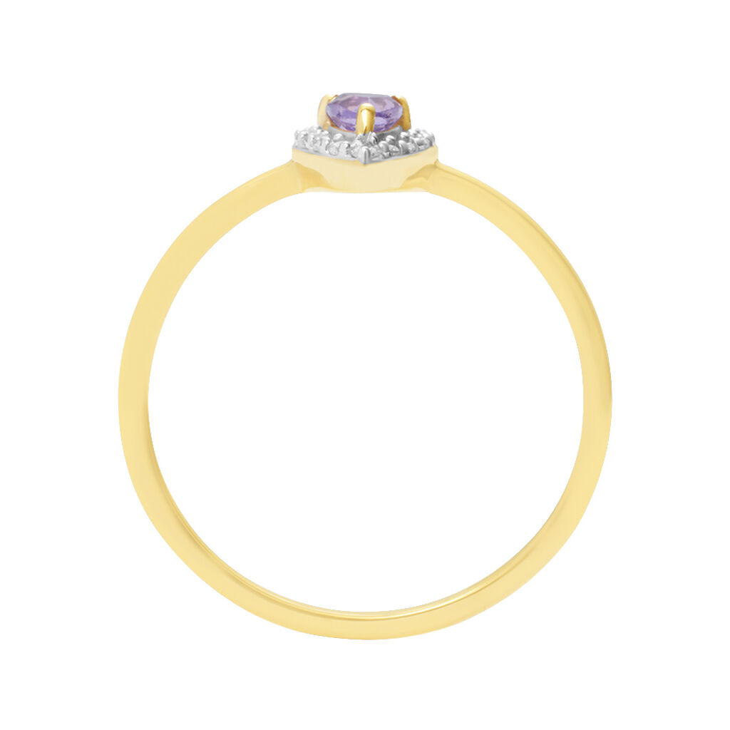 Anello Solitario Amélie Oro Giallo Ametista Cubic Zirconia - Anelli con Pietre Donna | Stroili