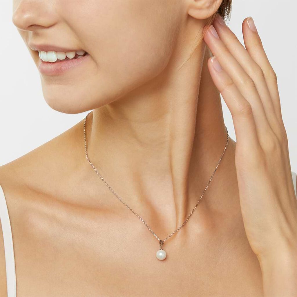 Collana Silver Pearls Argento Rodiato Perla sintentica