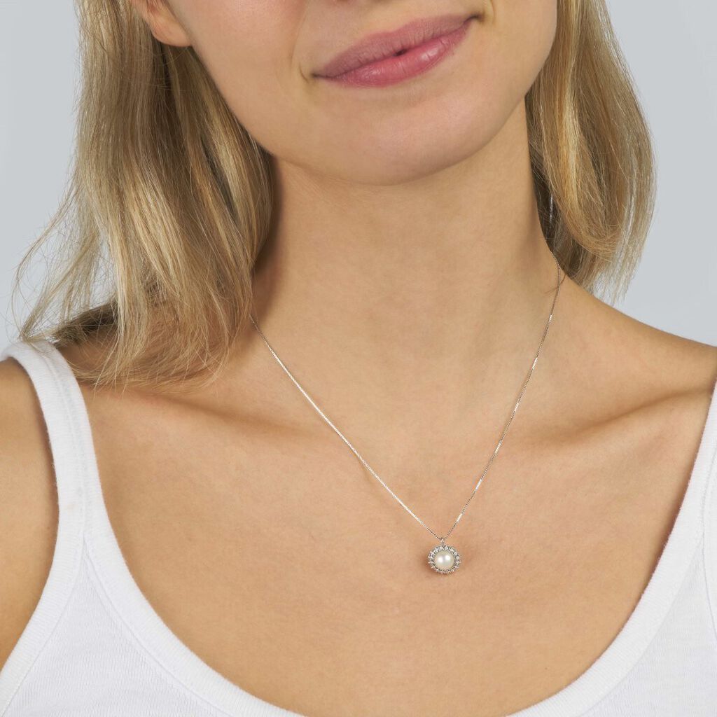 Collana Gold Pearls Oro Bianco Perla D'Acqua Dolce Diamante - Collane Donna | Stroili