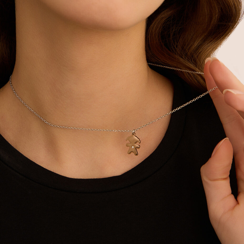 Collana Sunrise Acciaio Bicolore Bianco / Rosa Cristallo