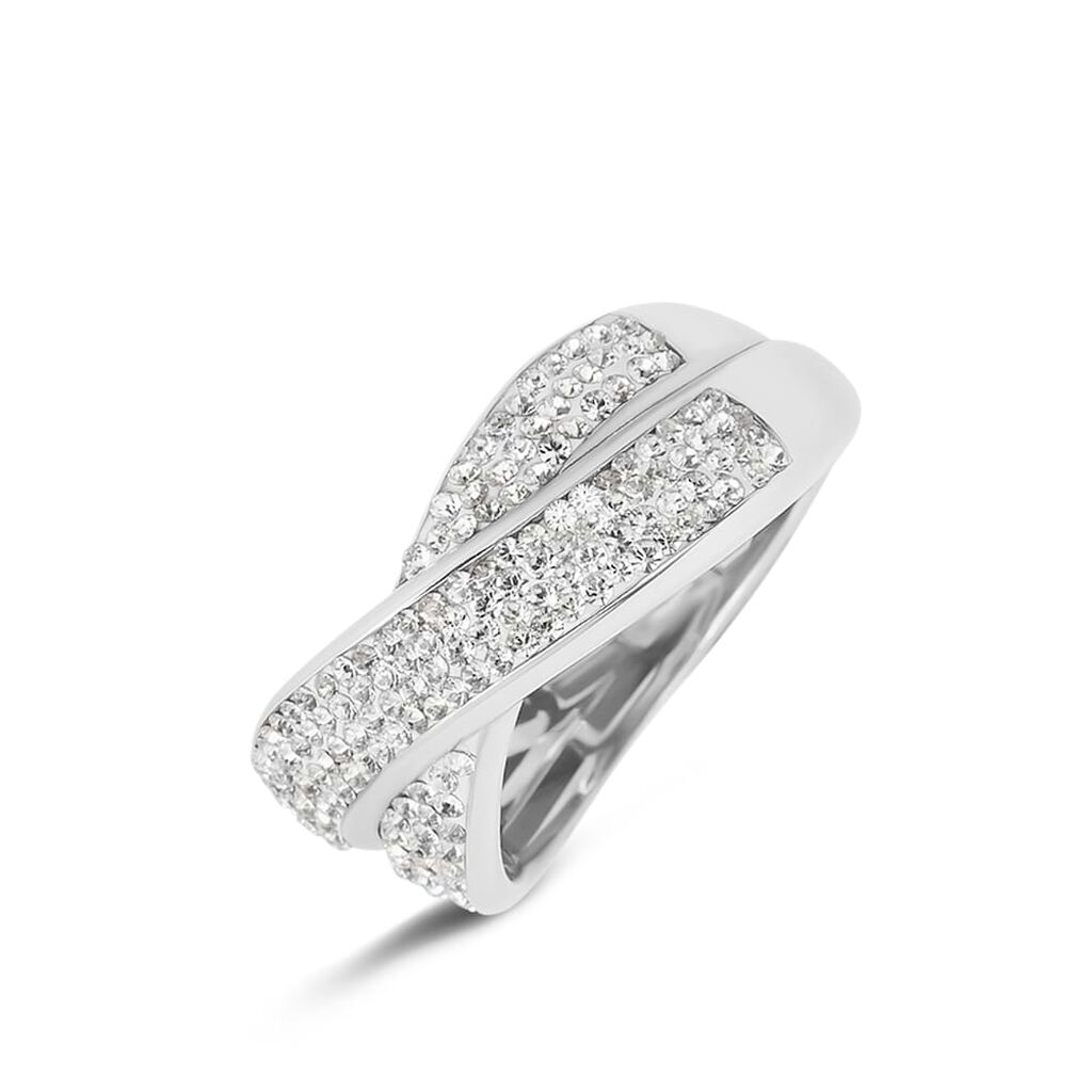 Anello Fascia Christelle Oro Bianco Cristallo - Anelli a Fascia Larga Donna | Stroili