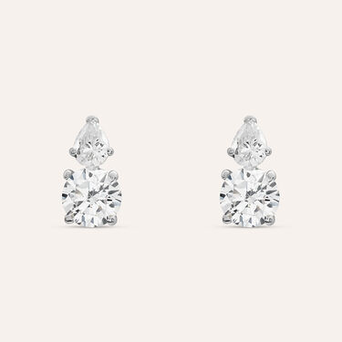 Orecchini Lobo Doppio Punto Luce Claire Oro Bianco Cubic Zirconia