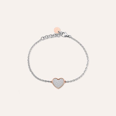Bracciale Aura Acciaio Bicolore Bianco / Rosa - Bracciali con Incisione Donna | Stroili