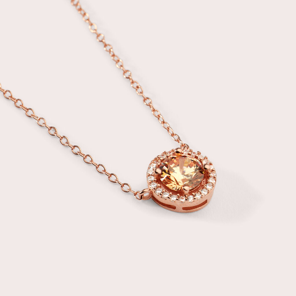 Collana Punto Luce Silver Rainbow Argento Rosa Cubic Zirconia