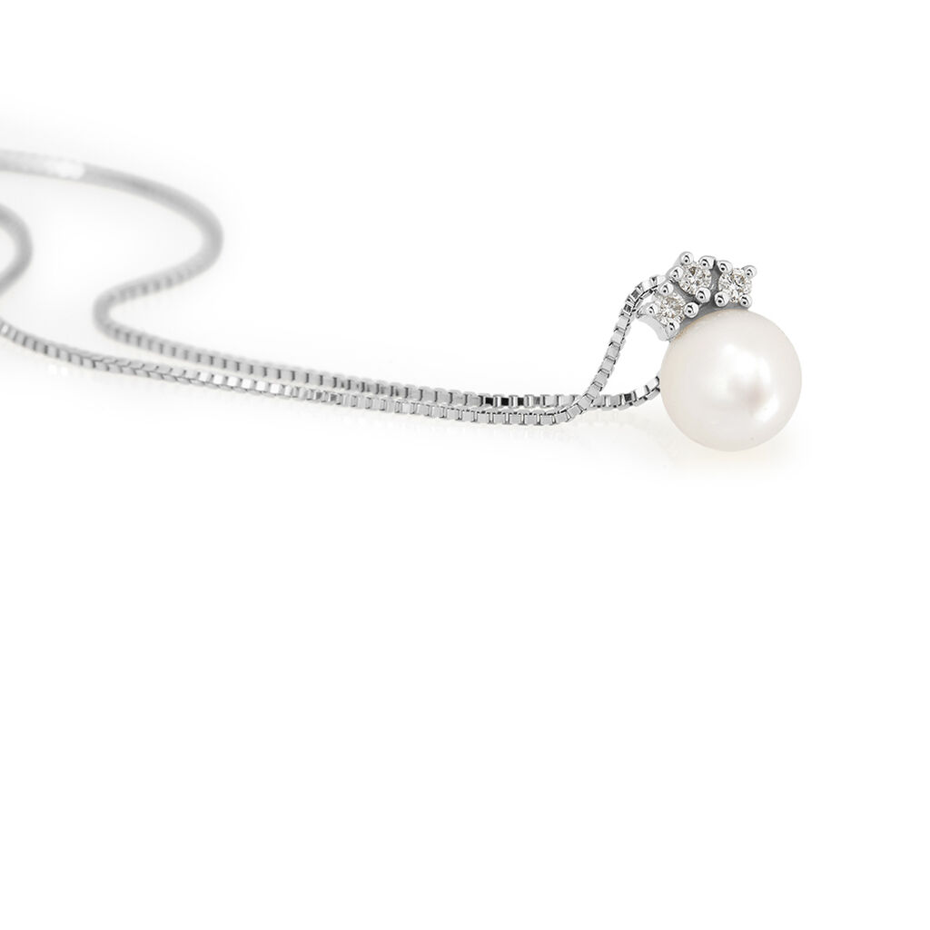 Collana Gabrielle Precious Oro Bianco Perla D'Acqua Dolce Diamante