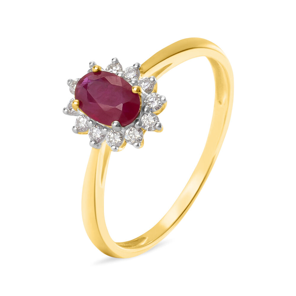 Anello Solitario Charlotte Oro Giallo Rubino Diamante 1429565 Stroili
