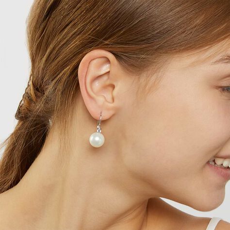 Orecchini Pendenti Silver Pearls Argento Rodiato Perla sintentica Cubic Zirconia - Orecchini Pendenti Donna | Stroili