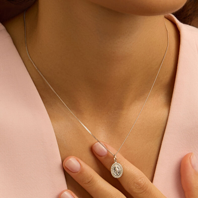 Pendente Holy Oro Bianco Cubic Zirconia - Ciondoli con Incisione Donna | Stroili