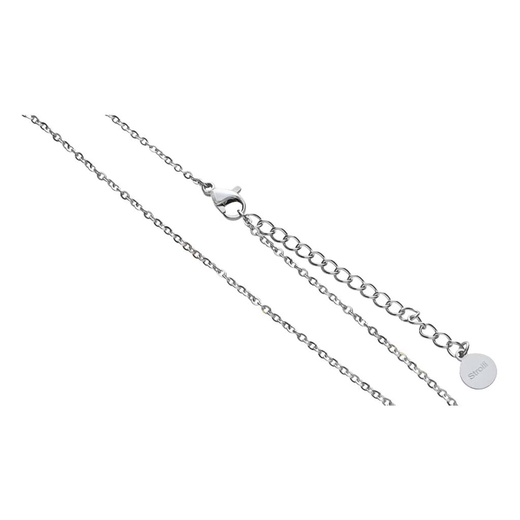 Girocollo in acciaio silver con fiore e strass