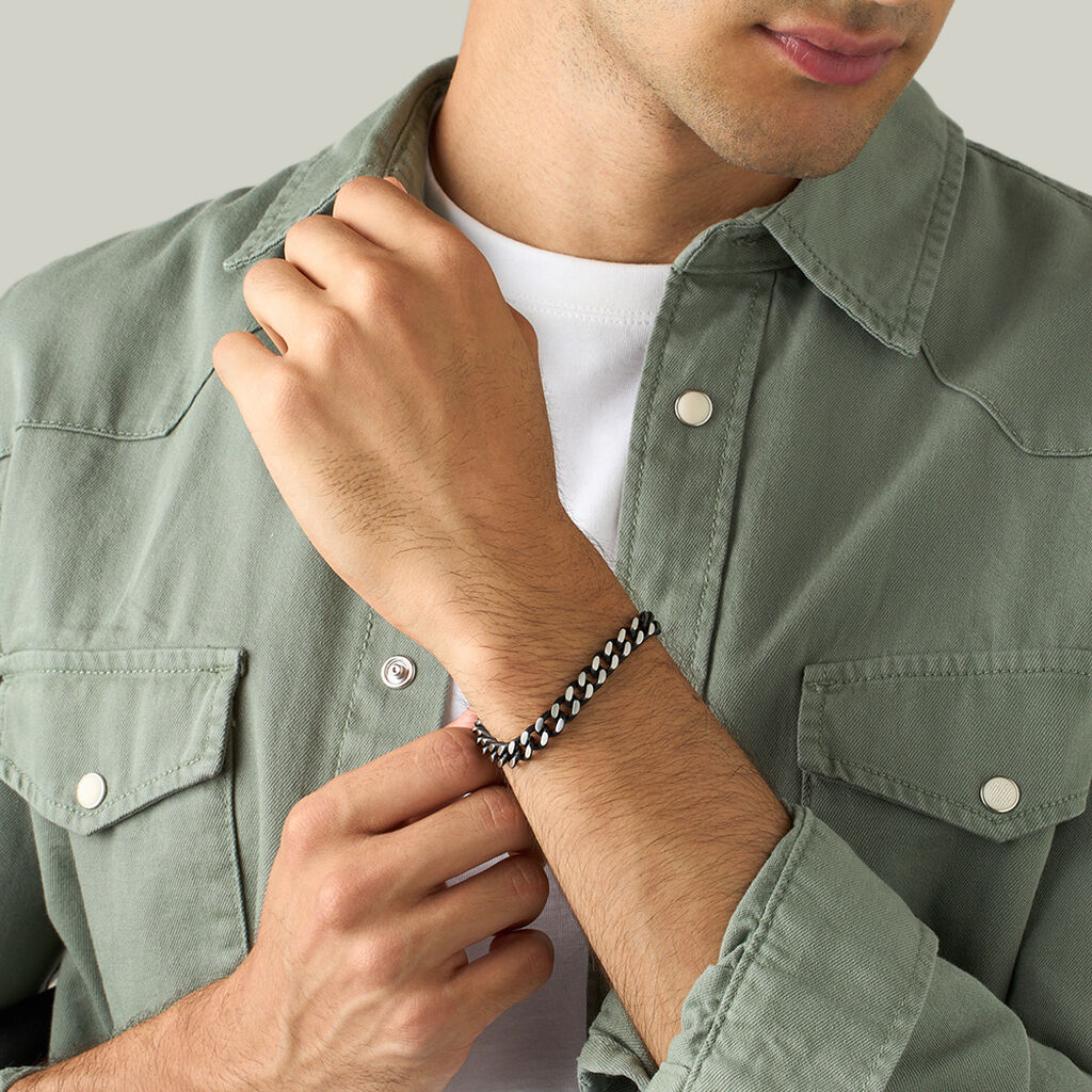 Bracciale Catena Man Code Acciaio Nero - Bracciali Uomo | Stroili