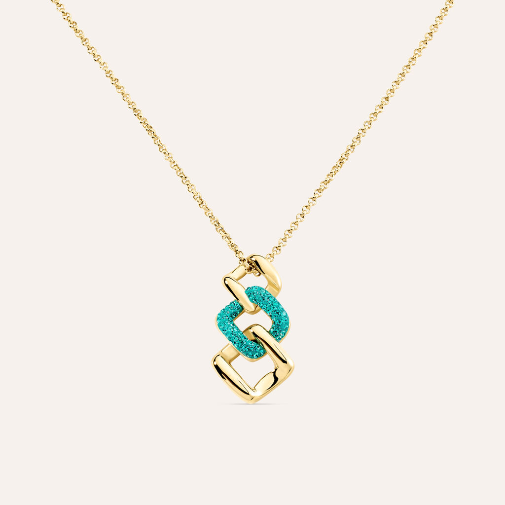 Collana Aura Acciaio Dorato Cristallo