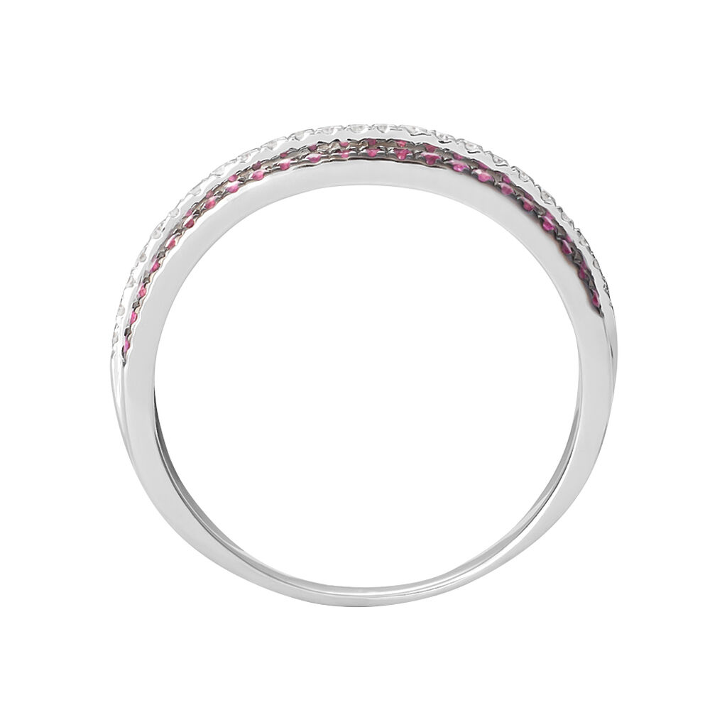 Anello Fascia Elizabeth Crown Oro Bianco Rubino Diamante - Anelli con Pietre Donna | Stroili