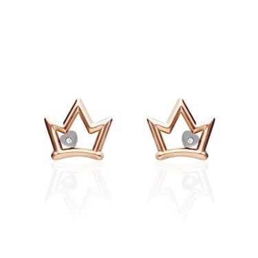 Orecchini a lobo Lady Chic Acciaio Bicolore Corona e Cristalli