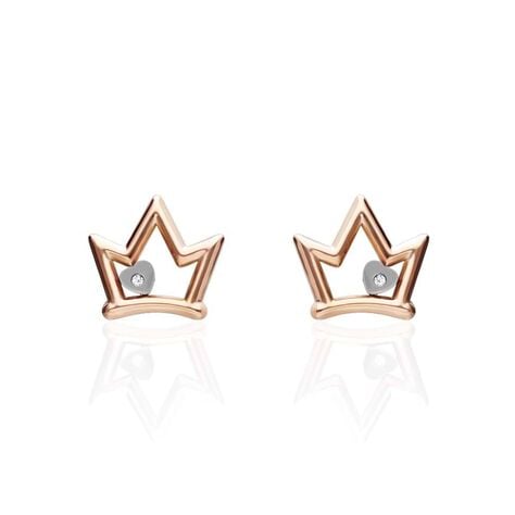 Orecchini a lobo Lady Chic Acciaio Bicolore Corona e Cristalli - Orecchini a Lobo Donna | Stroili