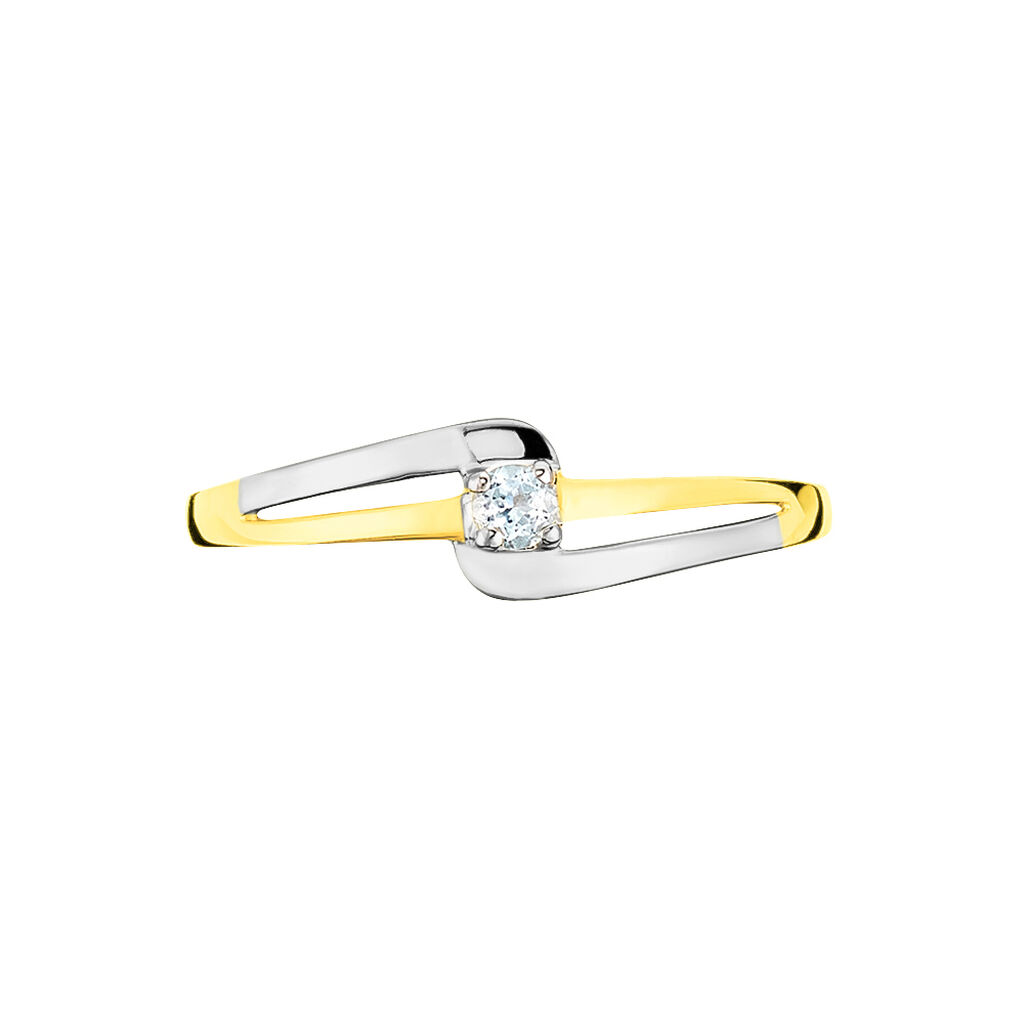 Anello Solitario Am&eacute;lie Oro Bicolore Topazio