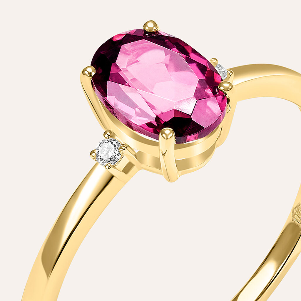 Anello Solitario Jasmine Oro Giallo Rodolite Diamante