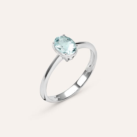Anello Solitario Acquamarina Oro Bianco Acquamarina - Anelli con Pietre Donna | Stroili