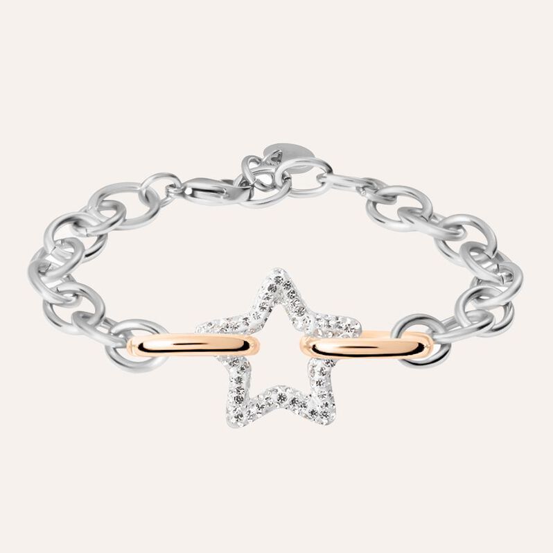 Bracciale Aura Acciaio Bicolore Bianco / Rosa Cristallo - Bracciali Donna | Stroili
