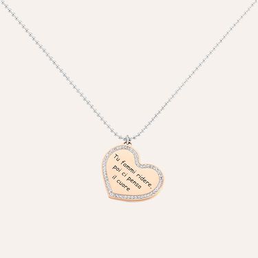 Collana Lady Message Acciaio Bicolore Love e Cristalli