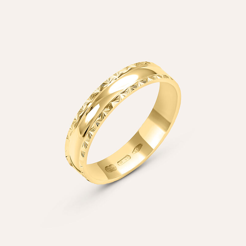 Fede Classica Diamantata 4 mm Oro Giallo - Anelli con Incisione Donna | Stroili