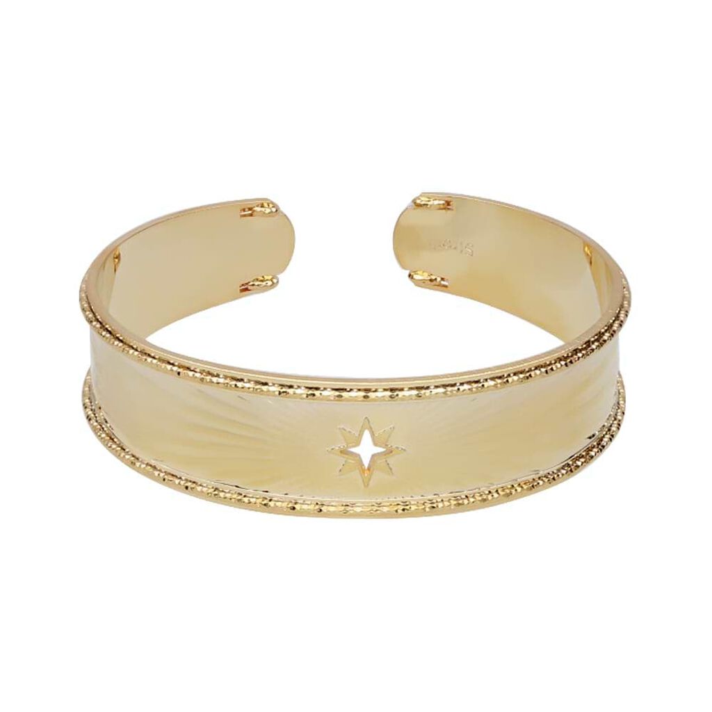 Bracciale bangle rosa dei venti in bronzo doratoBangle placcato oro con pietra blu e zirconi - Bracciali Donna | Stroili