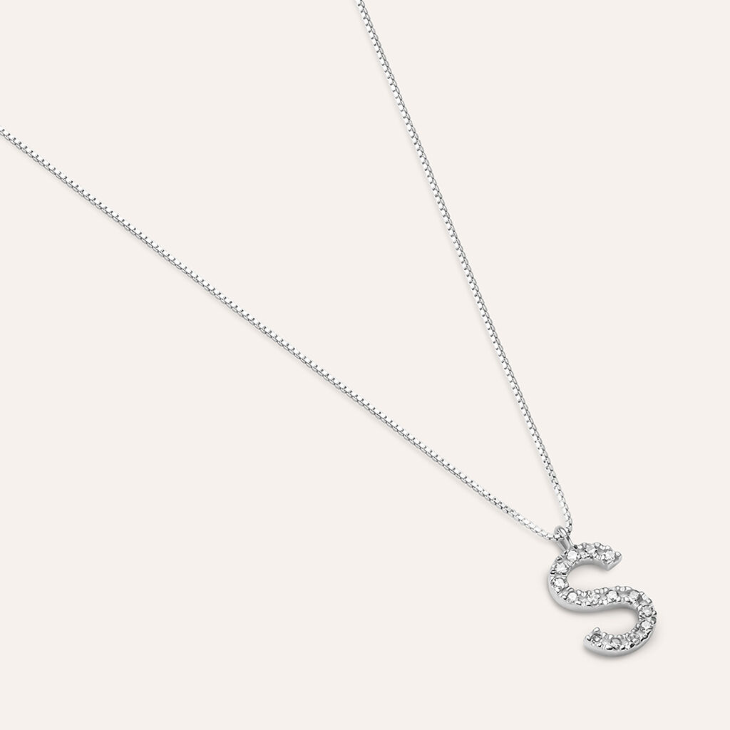Collana Diamond Letters Oro Bianco Diamante - Collane Donna | Stroili