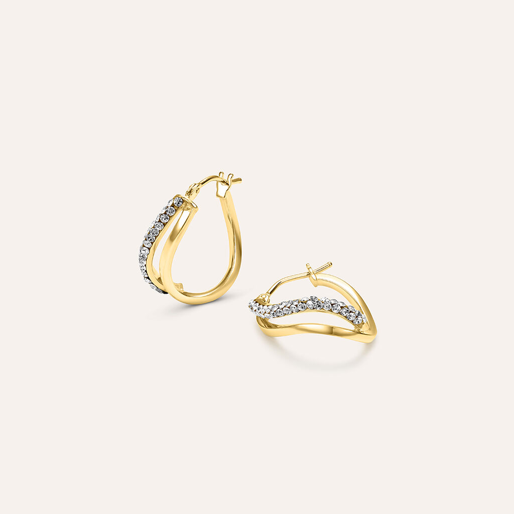 Orecchini A Cerchio Toujours Oro Giallo Cristallo