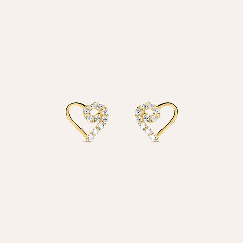 Orecchini Pendenti A Cuore Miore In Oro Giallo 9Kt/375 - Donna