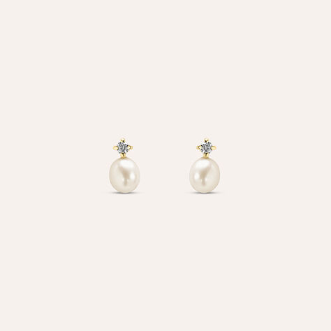 Orecchini Lobo Gabrielle Oro Giallo Perla D'Acqua Dolce Cubic Zirconia - Orecchini a Lobo Donna | Stroili
