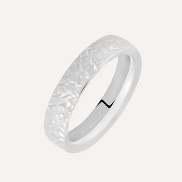 Fede Comoda Leggera Squadrata Diamantata 4 mm Oro Bianco