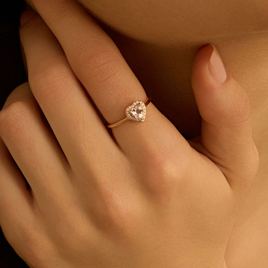 Anello Solitario Jasmine Oro Rosa Morganite Diamante - Anelli con Pietre Donna | Stroili