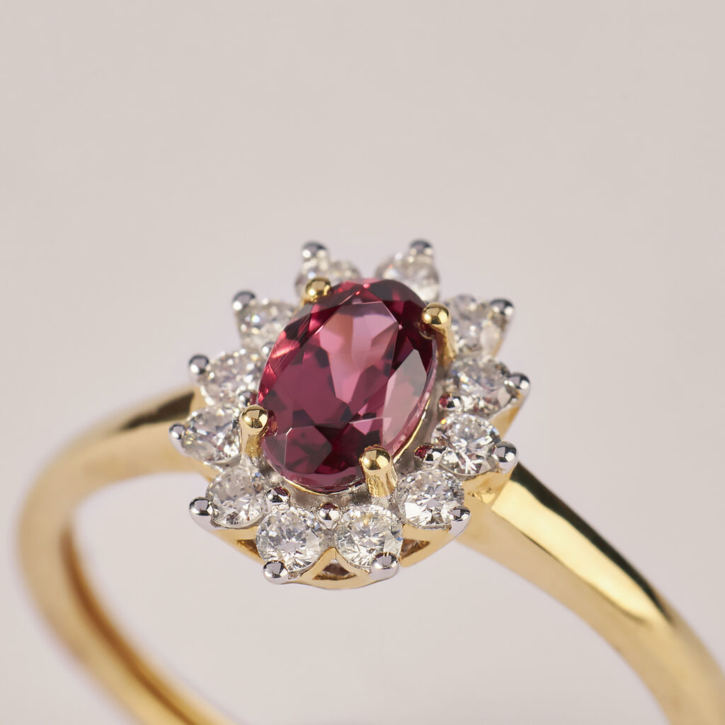 Anello Solitario Jasmine Oro Giallo Rodolite Diamante - Anelli con Pietre Donna | Stroili