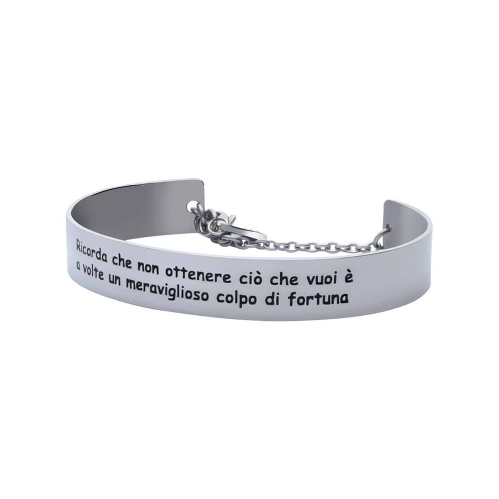 Bangle Ricorda che non ottenere ciò che vuoi è a volte un meraviglioso colpo di fortuna in acciaio - Bracciali Donna | Stroili