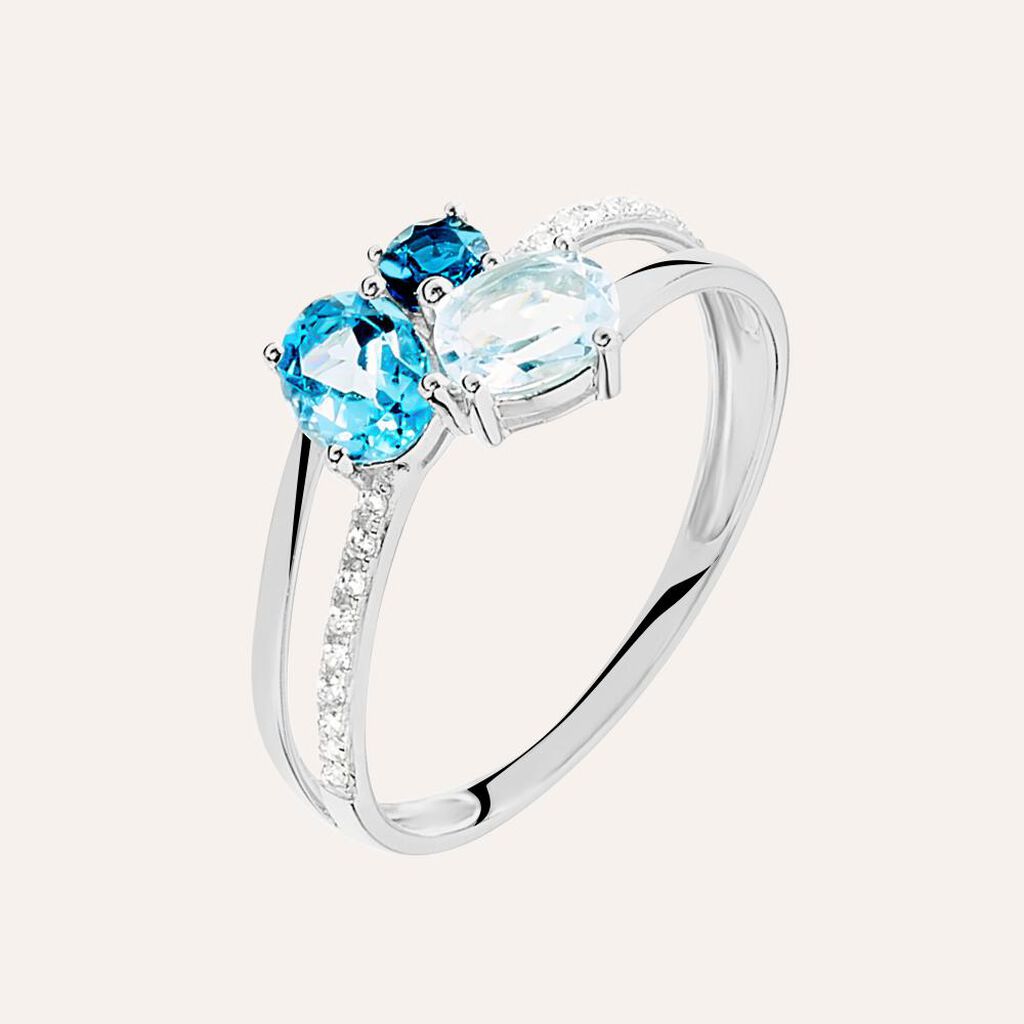 Anello Trilogy Amélie Oro Bianco Topazio Cubic Zirconia