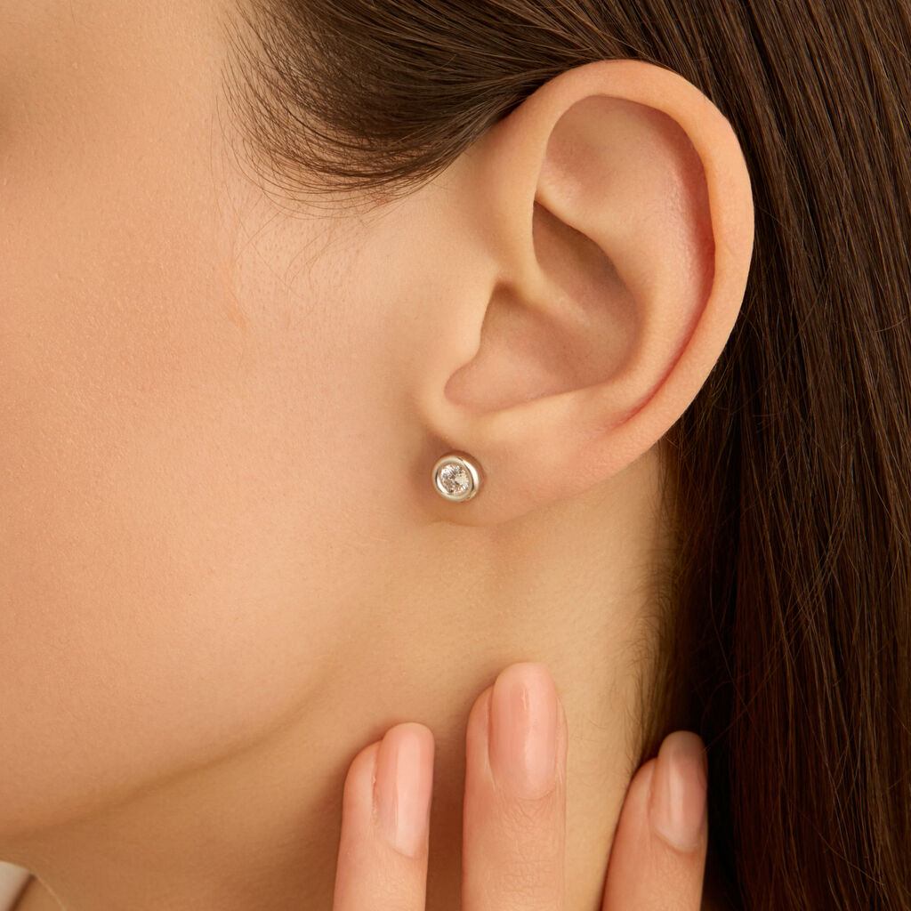 Orecchini Lobo Punto Luce Bon Ton Oro Bianco Cubic Zirconia - Orecchini a Lobo Donna | Stroili