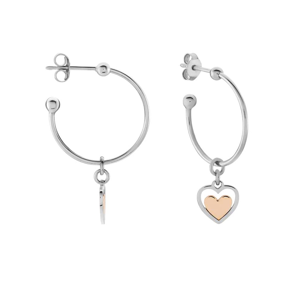 Orecchini A Cerchio Silver Collection Argento Bicolore Bianco / Rosa - Orecchini a Cerchio Donna | Stroili