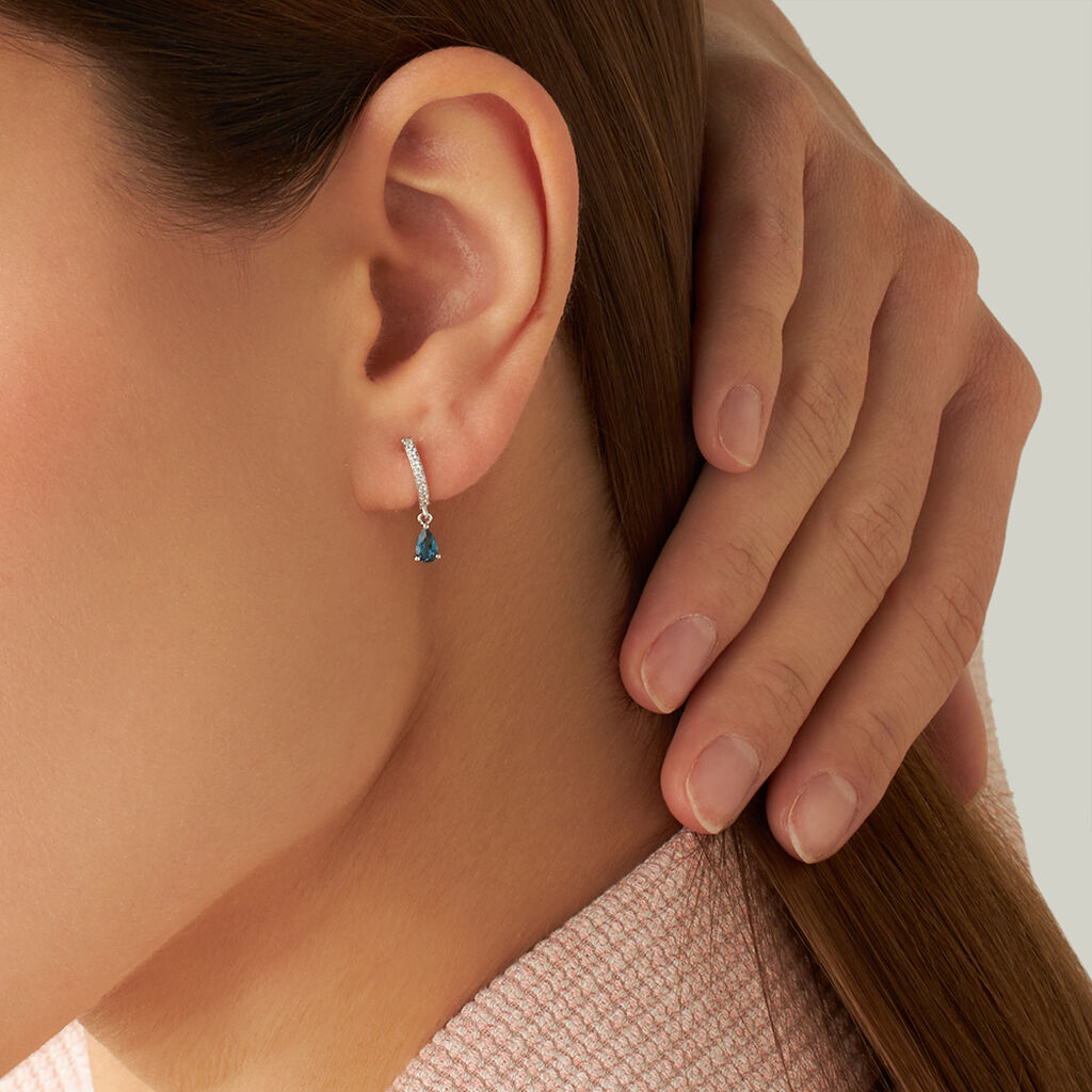 Orecchini A Cerchio Amélie Oro Bianco Topazio Cubic Zirconia - Orecchini Pendenti Donna | Stroili