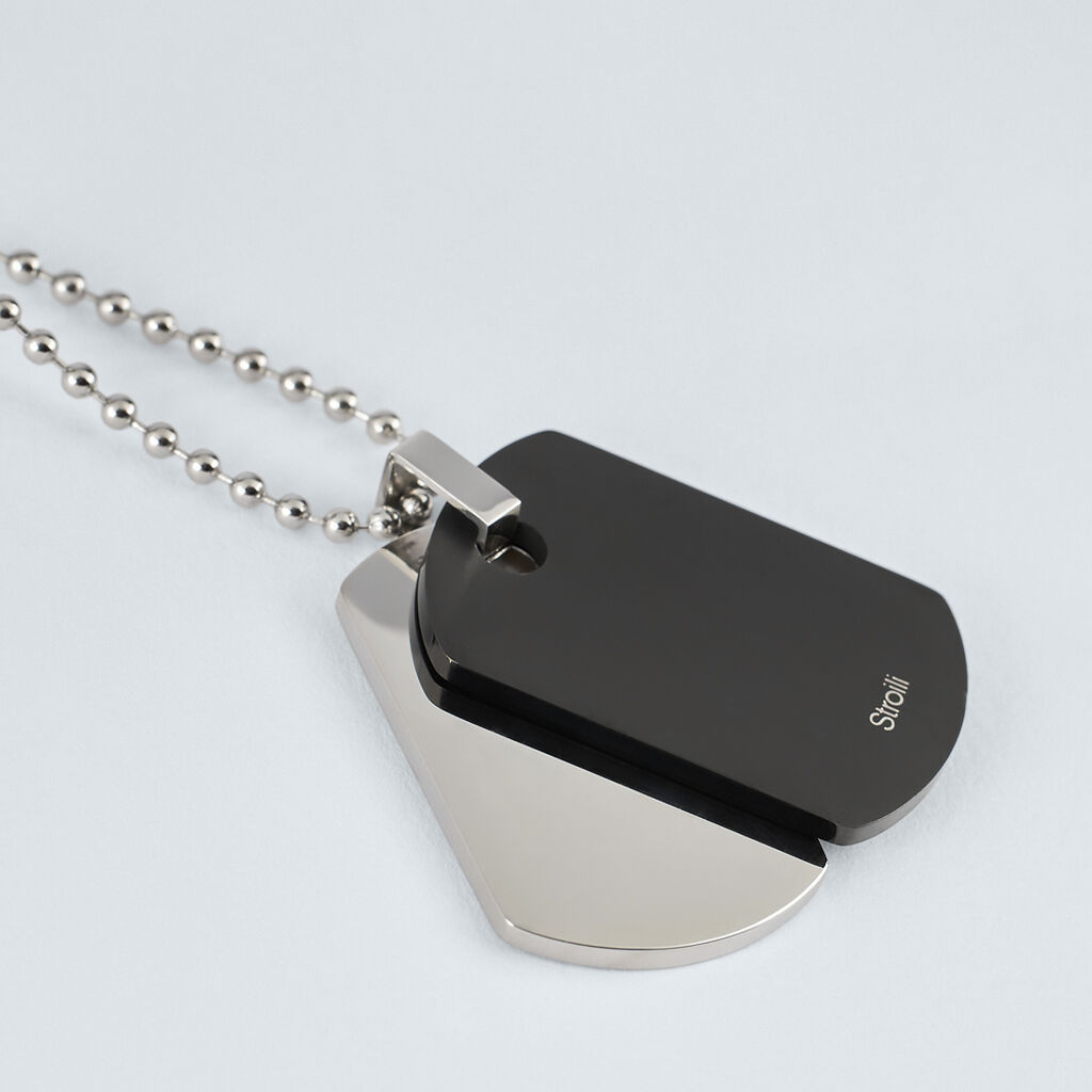 Collana Man Code Acciaio Bicolore Bianco / Nero