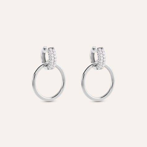 Orecchini A Cerchio Desideria Argento Nobile Rodiato Cubic Zirconia - Orecchini a Cerchio Donna | Stroili