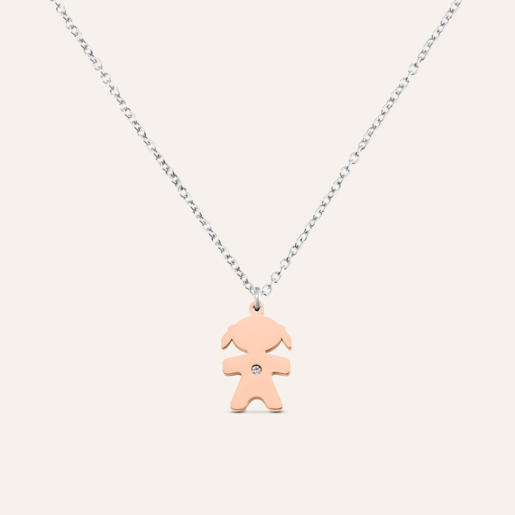 Collana Sunrise Acciaio Bicolore Bianco / Rosa Cristallo