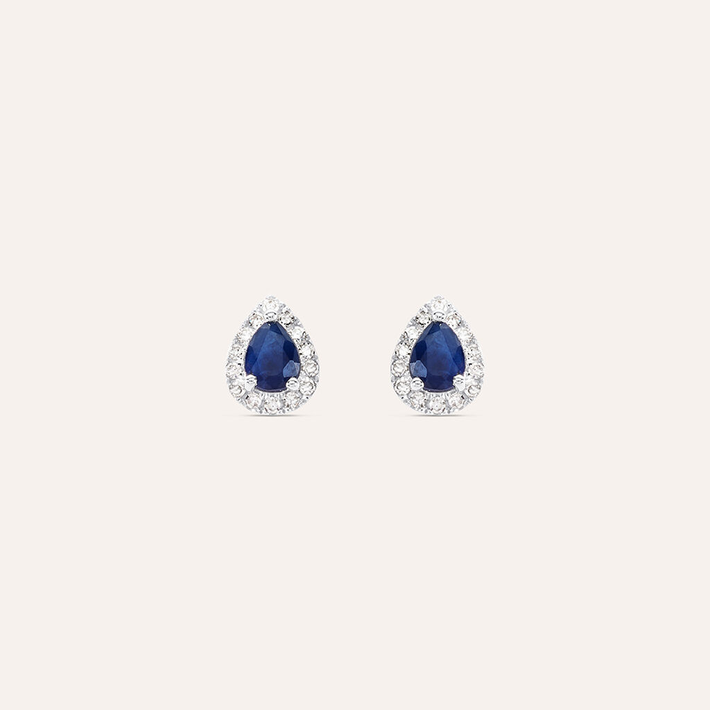 Orecchini Lobo Punto Luce Charlotte Oro Bianco Zaffiro Diamante - Orecchini a Lobo Donna | Stroili