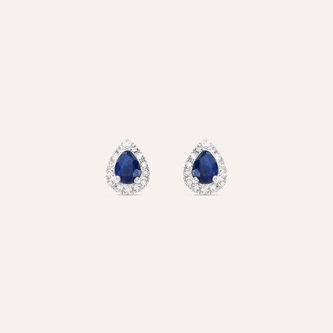 Orecchini Lobo Punto Luce Charlotte Oro Bianco Zaffiro Diamante - Orecchini a Lobo Donna | Stroili
