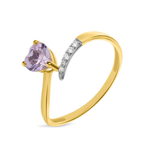 Anello Solitario Amélie Oro Giallo Ametista Cubic Zirconia - Anelli con Pietre Donna | Stroili